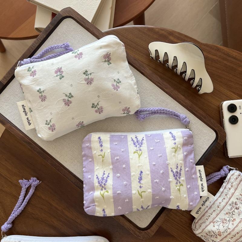 Süße Damen Make-up Mini Tasche Koreanisch Floral Tragbare Münzbörse Kleine Tasche Handtasche Kawaii Weibliche Kosmetik Aufbewahrung Reißverschlusstasche