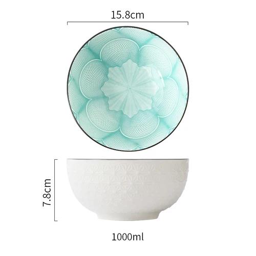 1Pcs Japanese tableware ceramic bowl single student dormitory bowls fruit salad soup rice net red noodles bowl zero waste