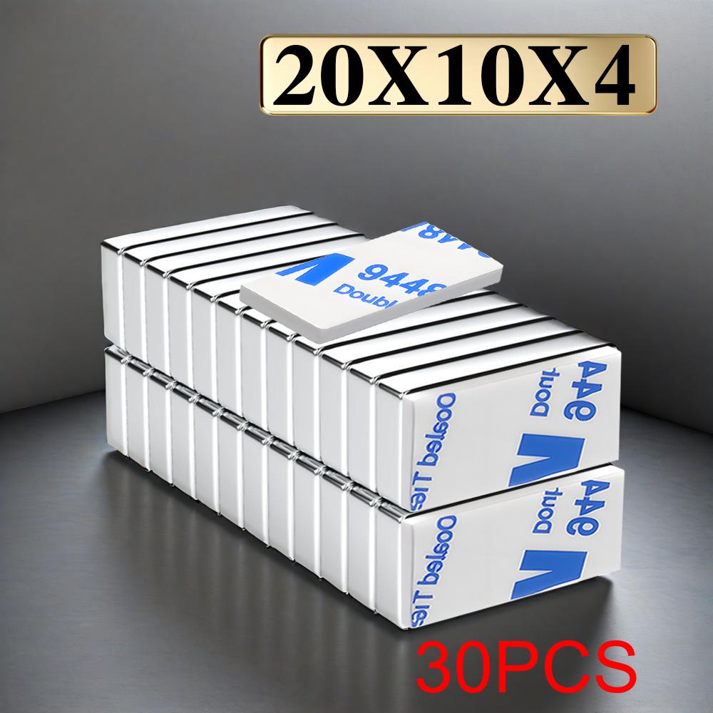 Aimant Néodyme Bloc Super Puissant 20x10x4-5mm Avec adhésif double-face Aimant N35 Aimants Magnétiques Permanents Forts