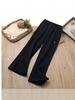 Girls' Split Micro-Flare Sweatpants: Solid Color Elastic Casual Sports Pants for Spring and Autumn