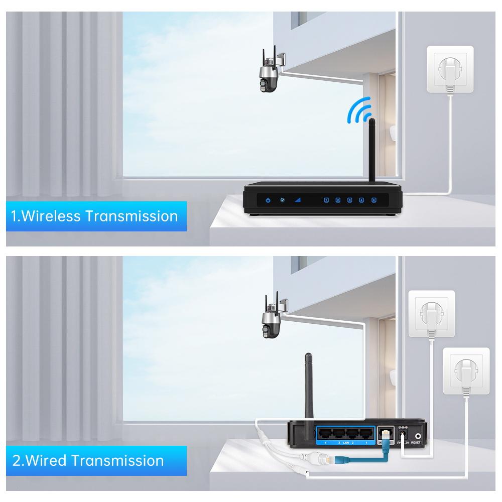 Outdoor 8MP 4K Camera Dual Lens Wifi Siren 8x Zoom PTZ Speed Dome Cctv Local Alarm Ai Auto Tracking Onivf IP Camera