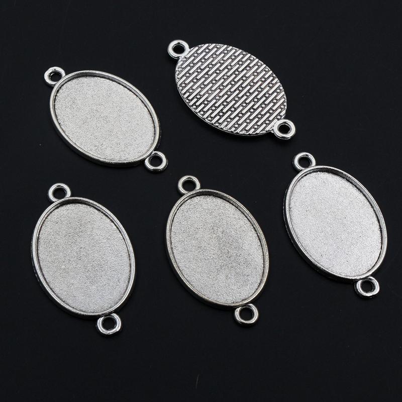 10 Stück 18x25mm Innenmaß Ovaler Anhänger Cabochon Leere Basis Fassung Fassungsschale DIY Halskette Schmuckherstellung Zubehör Fundstücke