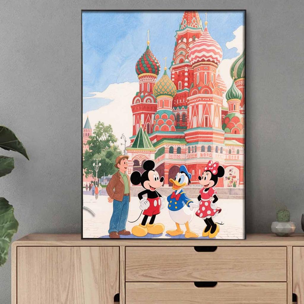 Diamond Mosaic Colorful Diamond Painting Mickey, Minnie and Donald Duck Full Round Embroidery Cartoon Creative Hobbies Wall Decor