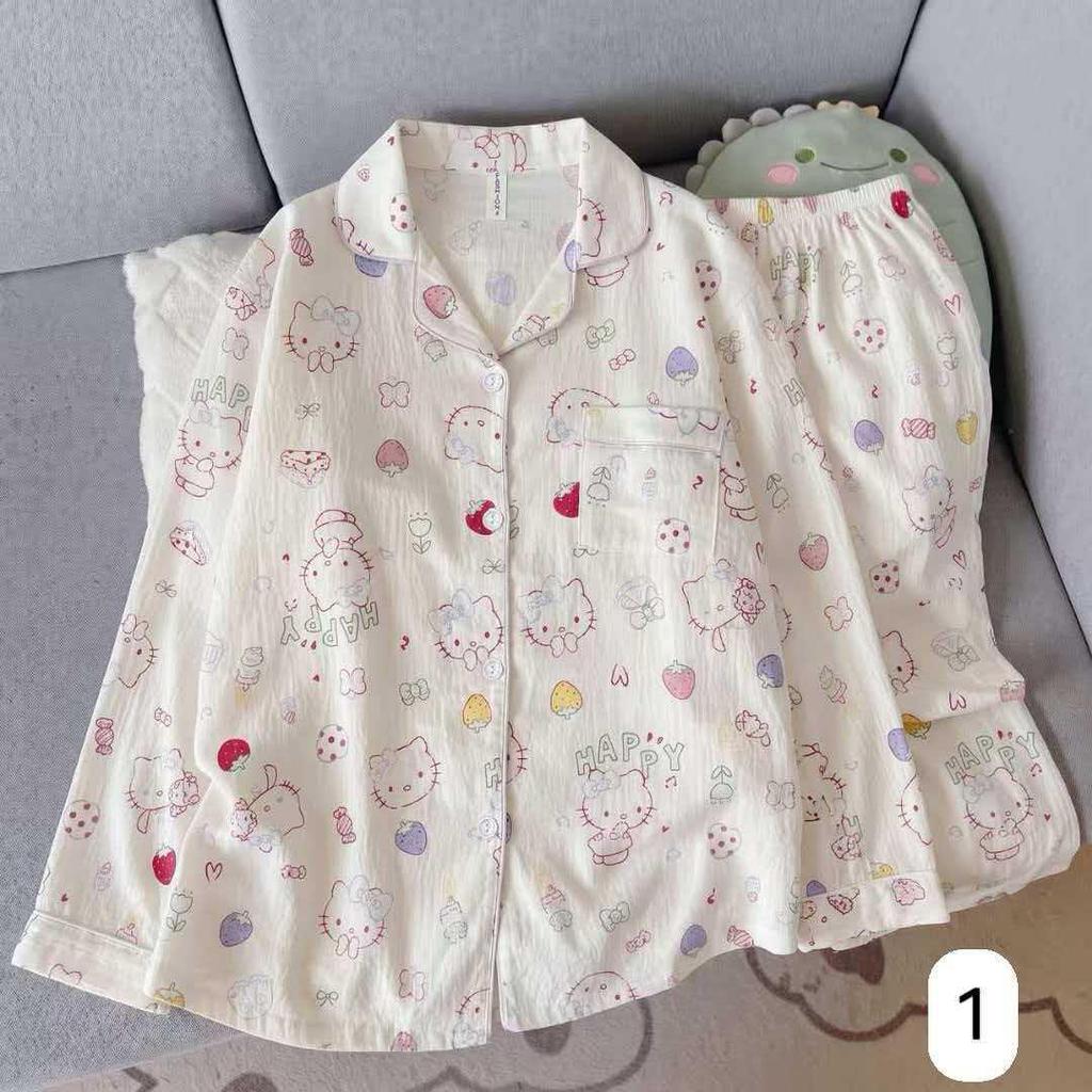 Women's Cloud Cotton Long Sleeve Pajamas - Sweet Cartoon Design for Spring & Autumn, Versatile for Home or Out
