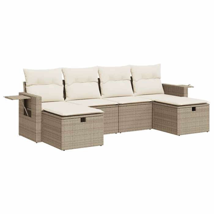 VidaXL Garden Lounge Set with Cushions 6 Pcs Beige Braided Resin 3325524