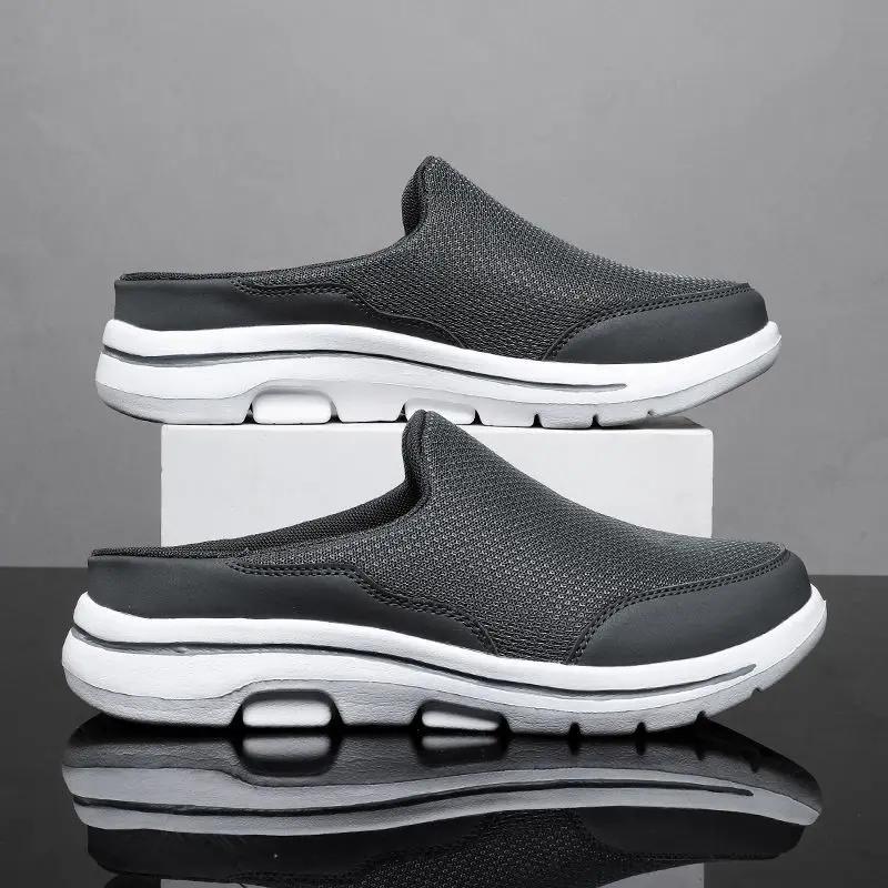 Fashion Mules Flat Slides Men's Shoe Half Male Slipper Designer Luxury Trend 2025 Low Price Elegant Summer Sale Fashion Clappers Adult