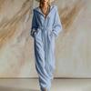 Women's Casual Corduroy Hooded Zip-Up Jumpsuit with Long Sleeves and Loose Fit for Fall and Winter