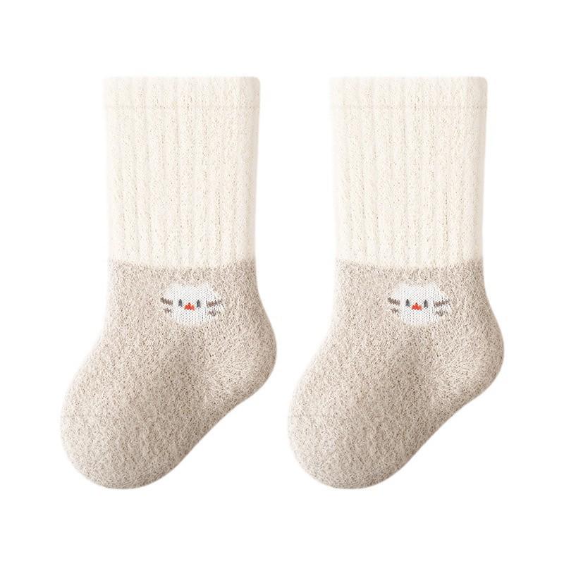 Cozy No-Seam Baby Socks - Thick Australian Wool & Faux Mink Velvet for Winter Warmth