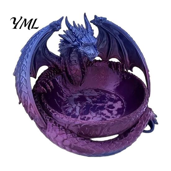 Jewelry Dish for Rings 3D Printed Dragon Storage Tray Keys, Decorative Desktop Organizer with Trinket Detailed Fantasy Scales & Wings, Large Capacity