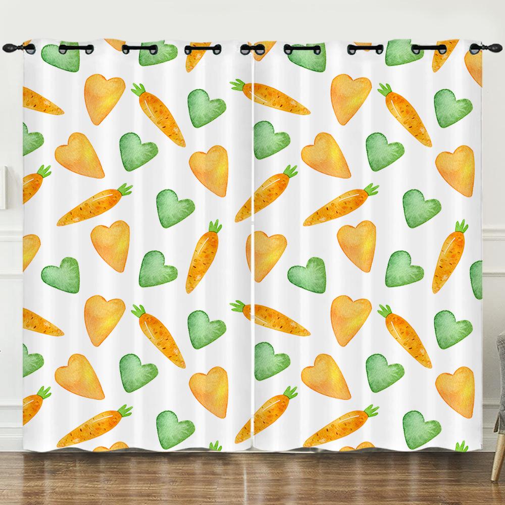 

Шторы Мультяшные Овощи Тыква Цифровая Печать Светонепроницаемые Шторы Европейский и Американский Бесплатная Установка 97cm*114cm*2
