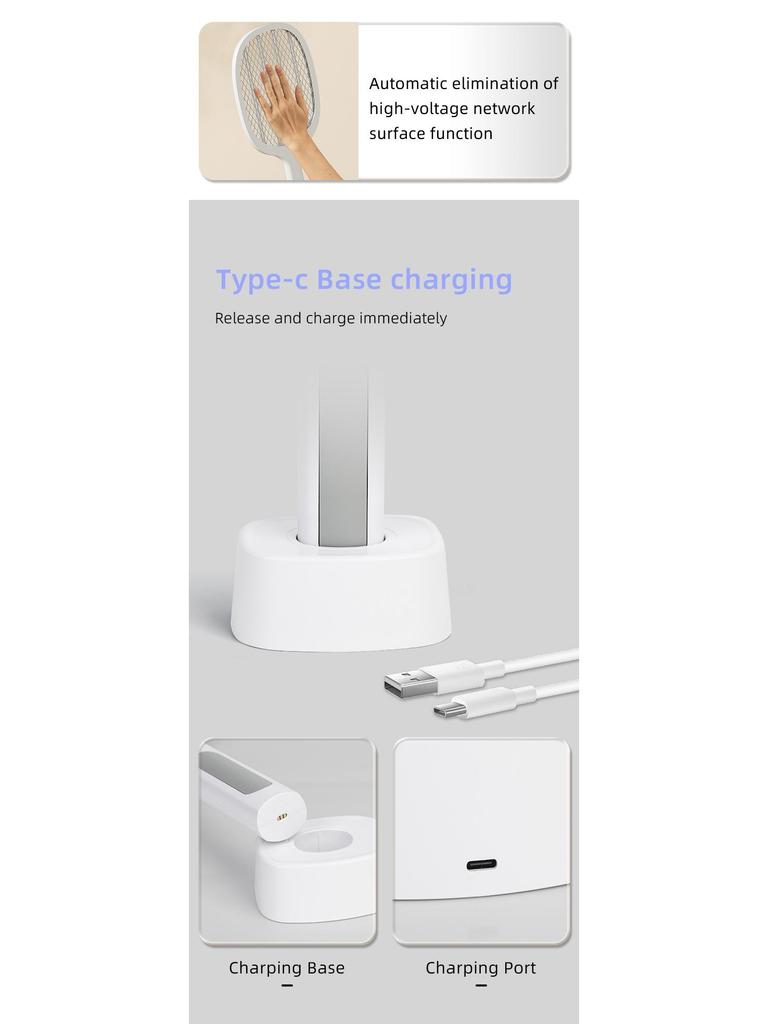 USB Rechargeable Electric Mosquito and Fly Swatter: 3-in-1, Two-in-One Design for Household Use
