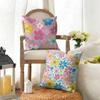 Colorful Flowers Cushion Cover Natural Linen Organic Fabric Double-Sided Printing Sofa Home Decor Gift Pillow Cover