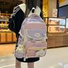 High-value Backpack Women's Versatile Contrasting Pain Bag Japanese Transparent Bar Backpack Large Capacity Student School Bag