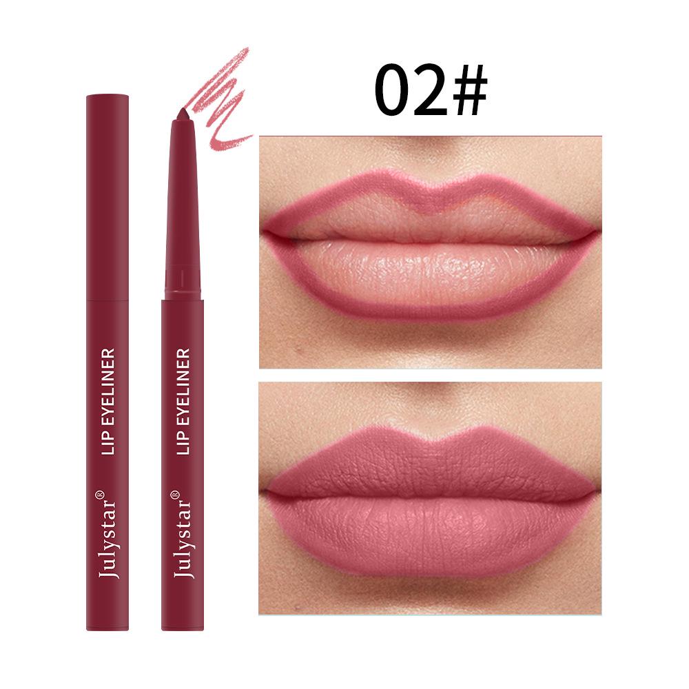 Pink Waterproof Automatic Matte Lip Liner - Smudge-Proof Lipstick Pencil