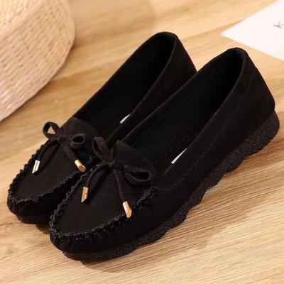 Women's Black Bow Soft Sole Flat Shoes - Casual Old Beijing Style