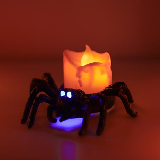 Flameless LED Candle Lights Halloween Spider Tea Light Decoration Battery Operated 3D Electric Flickering Fake Candle for Home Decor