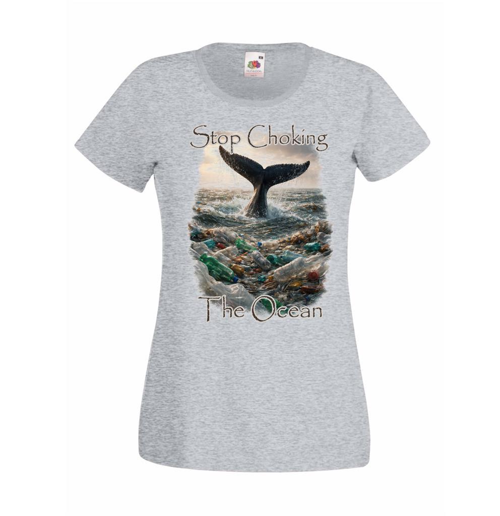 Unisexs Stop Choking The Ocean Whale SeaLife Plastic Pollution Lady Fit TShirt 2XL