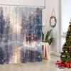 Winter Snow Forest Shower Curtain Christmas Pine Tree Deer Dreamy Snowflake Woodland Wildlife Animal Elk Xmas Reindeer Nature