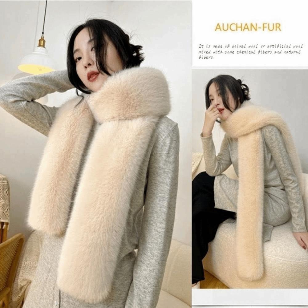 Long Imitation Mink Fur Scarf Thick Fluffy Long Scarf Luxury Plush Neck Warmer Party