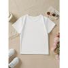 European Sizes Girls' Smiling Bee And Flower Pattern T-Shirt - Soft And Breathable Short Sleeve Round Neck Casual Top