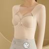 Women's Velvet Underwear with Chest Pad Autumn Winter Base Shirt Long Sleeve Thermal Underwear