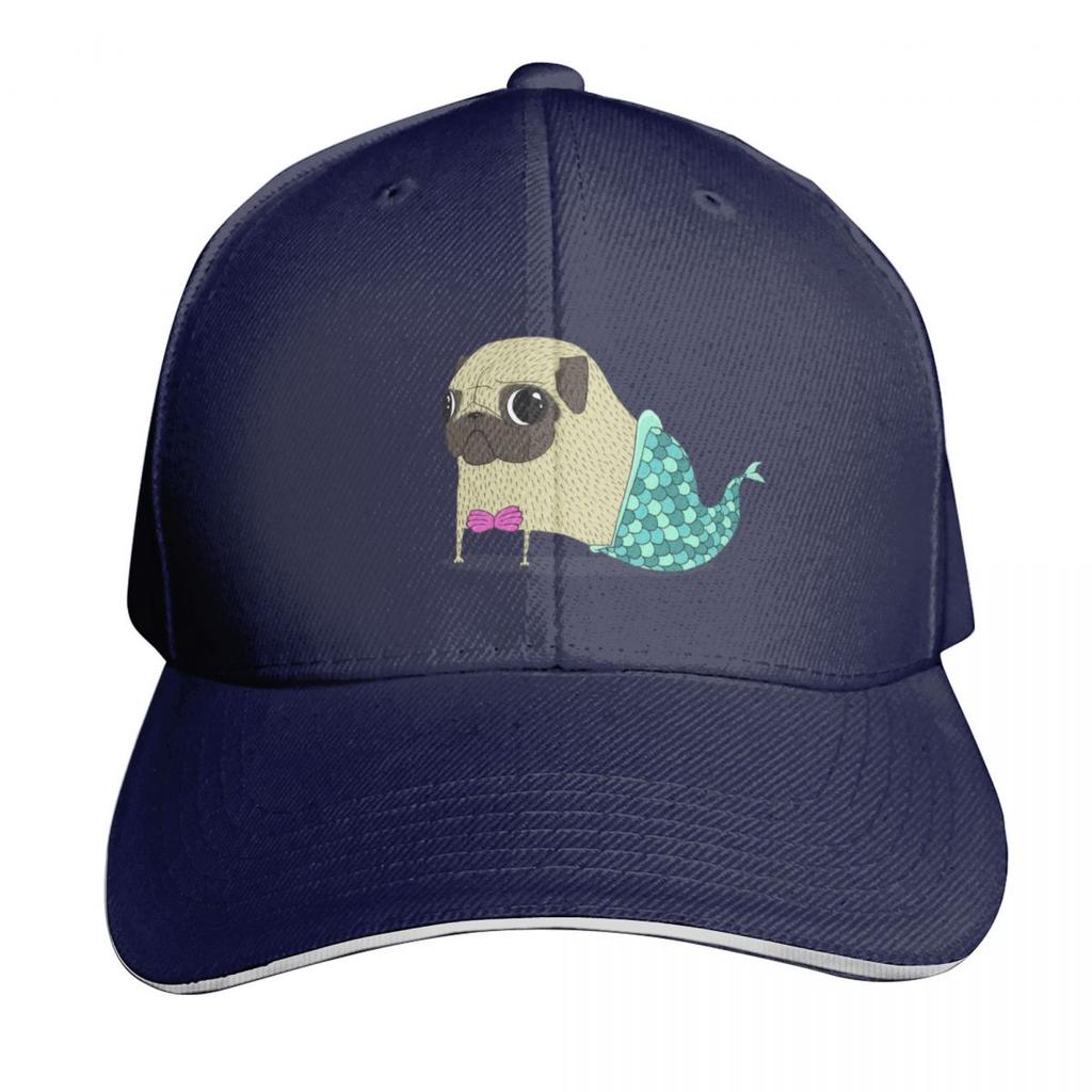 Mermaid Pug Baseball Cap Fishing Caps Unisex Dad Hat Hard Hat Sun Caps Hats Women Unisexs