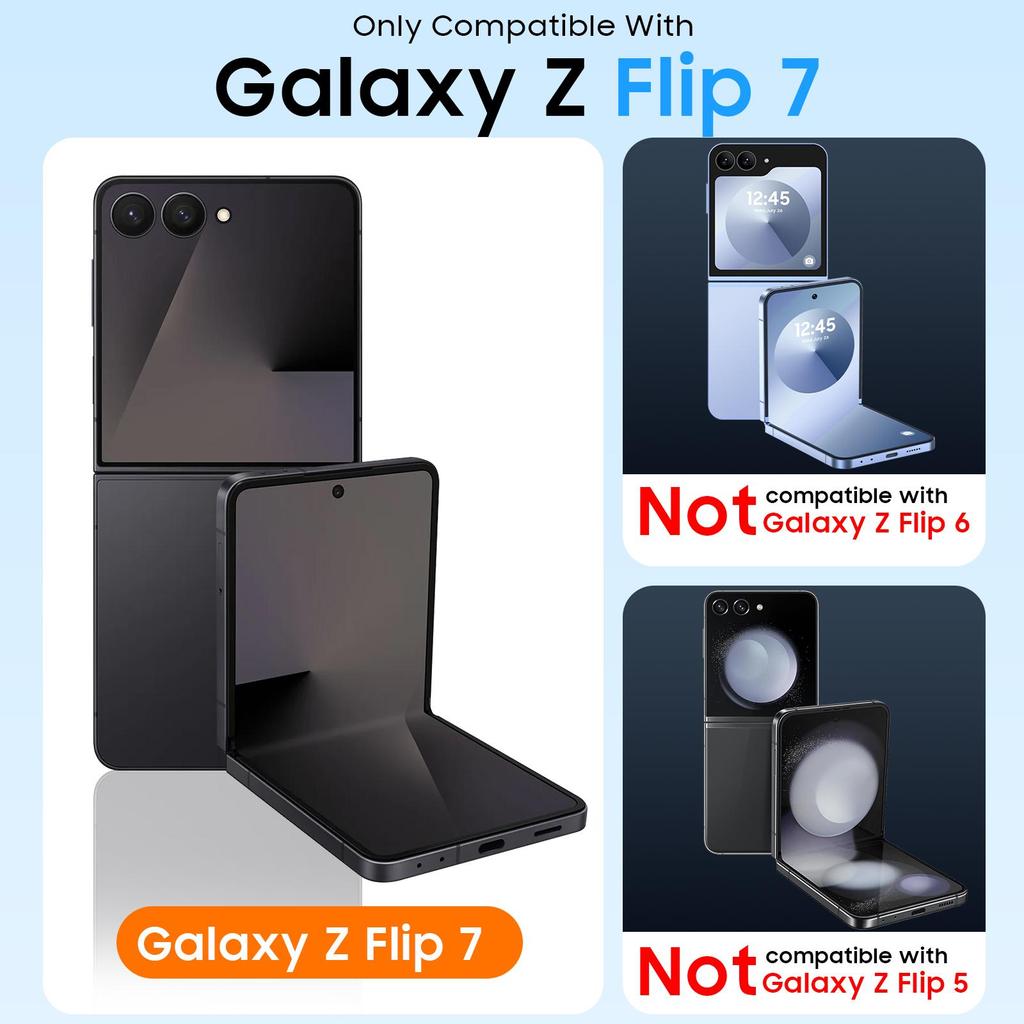 Translucent Matte Protective Case with Tempered Glass Screen Protector for Samsung Galaxy Z Flip 7, Hinge Protection Slim Cover-Black
