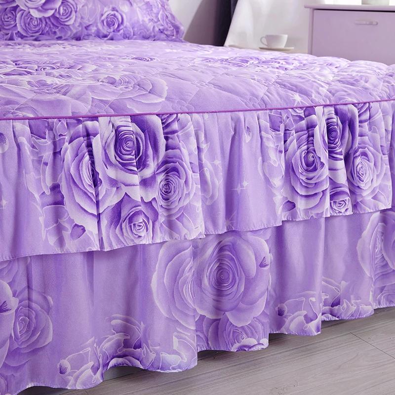 1piece Sheets for Bed Thick Warm Elastic Fitted Queen Mattress Pad Bedspread Bed Skirt Wedding Bedskirt No Pillowcase