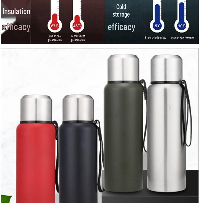 1.5L Russian 304 Stainless Steel Insulated Kettle with Dual Lids for Tea and Water Separation