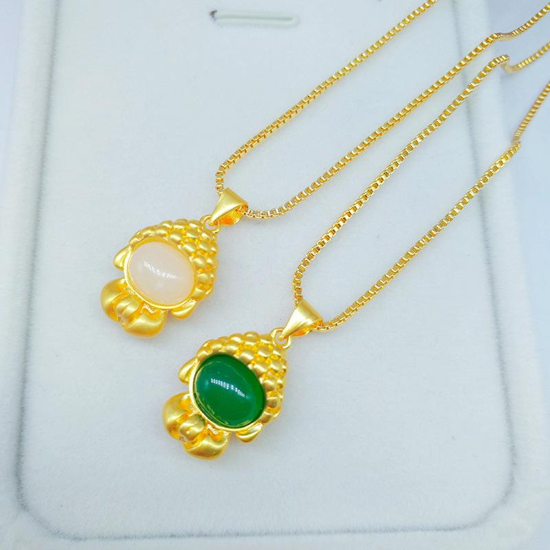 

Vietnamese Gold Buddha Chalcedony Pendant Women s Necklace Formless Buddha Pendant - White