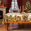 Autumn Themed Rectangular Table Cloth, Beige Orange Scarecrow Sunflower Pumpkin Fence Pattern, Table Cloth