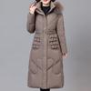 Real Fur Collar Winter Down Jacket for Women Vintage Long Parkas Hooded Elegant Thick Warm White Duck Down Coat Woman Outerwears