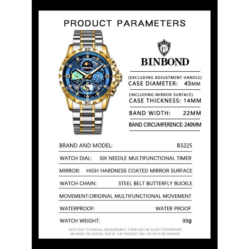 Zegarek Męski Biznesowy Stalowy Pasek Gwieździste Niebo Obraz Olejny Wodoodporny Podświetlenie Nocne Kalendarz Męski Modny Zegarek Kwarcowy