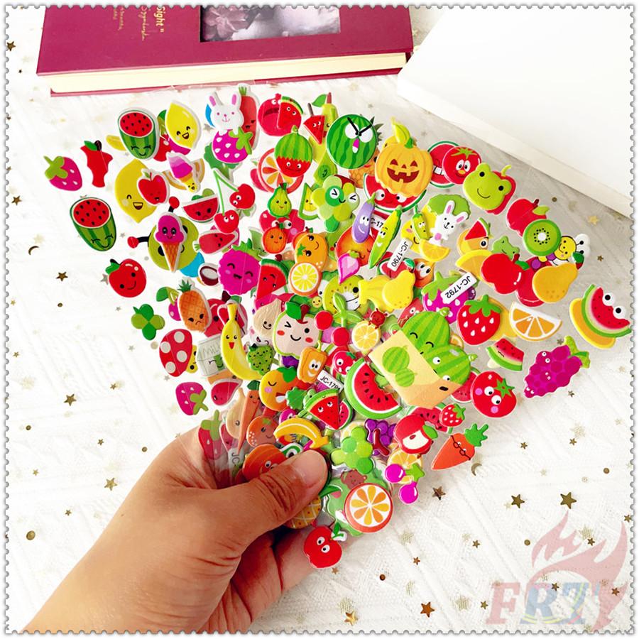 8Sheets/set Fruits and Vegetables Rewards Sticker Puffy Bubble Toys Stickers