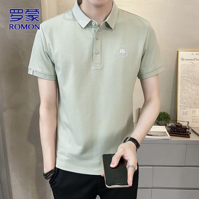 ROMON Men's Business Casual Short Sleeve Polo Shirt