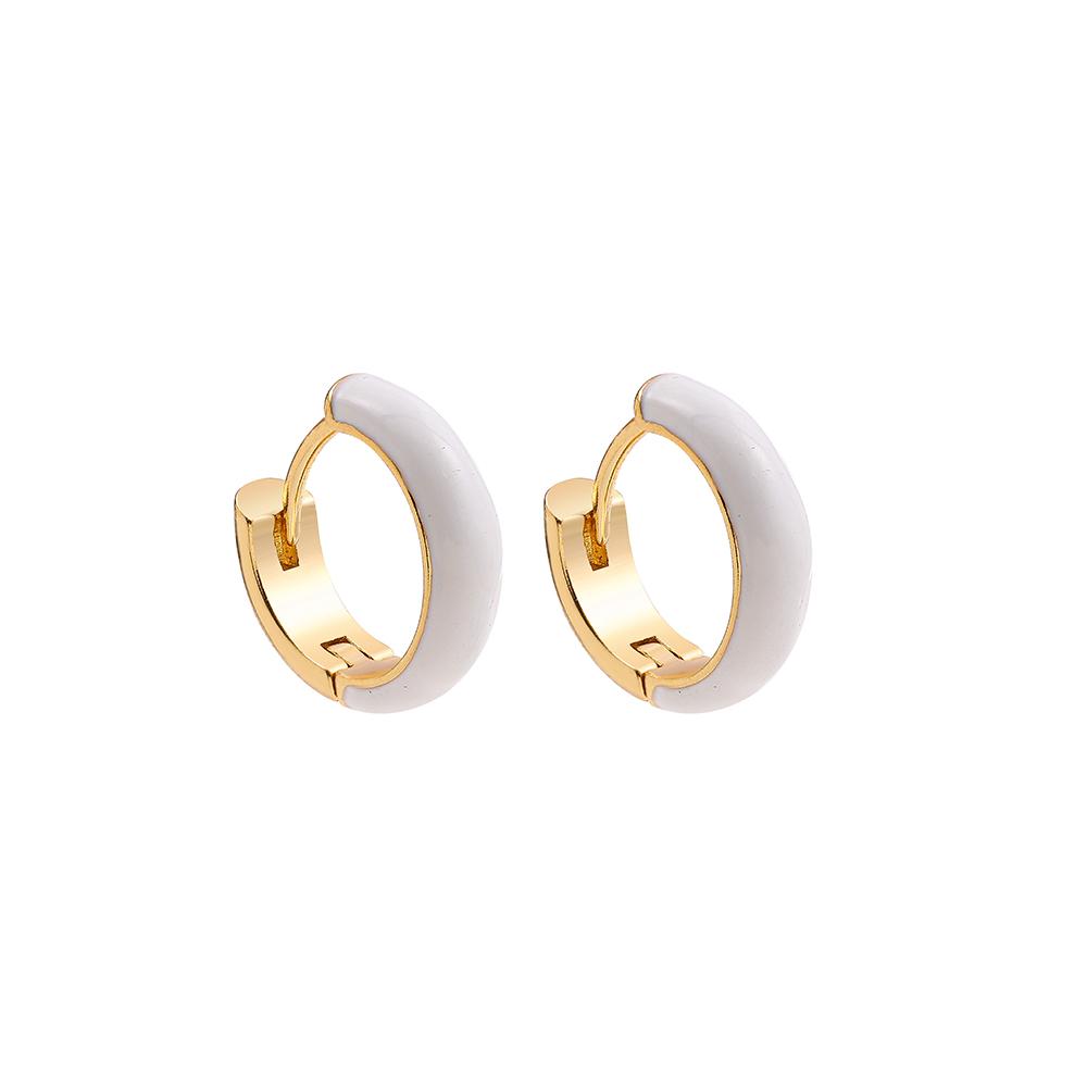 New Fashion Circle Ear Huggie Small Hoop Earrings for Women Cute Candy Color Enamel Round Heart Earrings Party Zircon