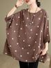 Short Sleeve Oversized Cotton Vintage Polka Casual Loose Summer Tee T Shirt Women T-shirt Woman Tshirt Tops Clothing