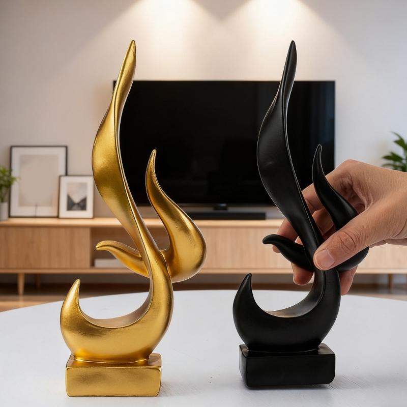 Modern Abstract Sculptures Resin Flame Figurines Statue Table Centerpieces for Living Room Office Home Decorations