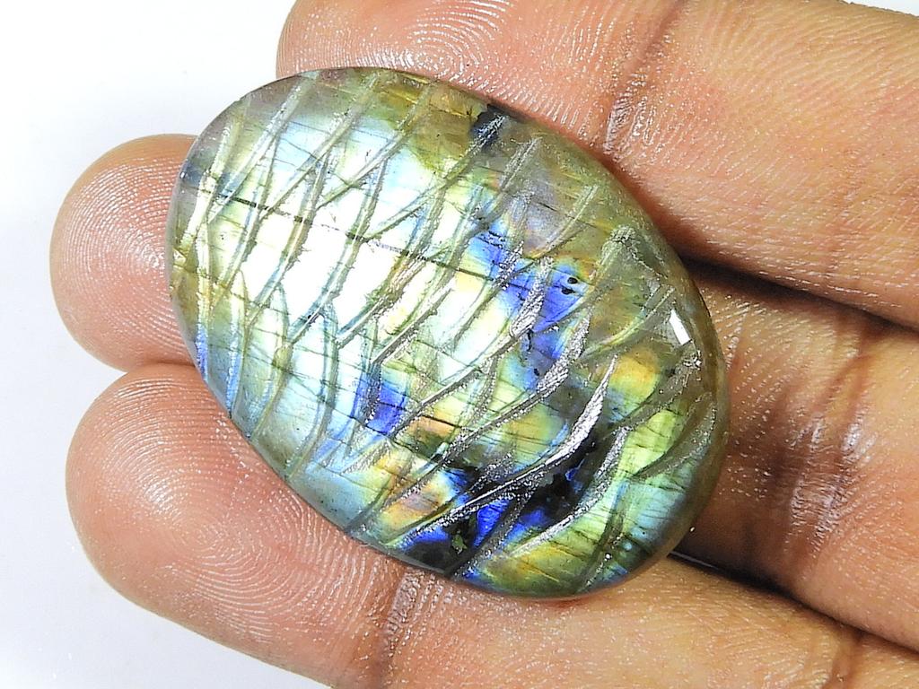 27X40MM Natural Labradorite Carving Oval Designer Loose Gemstone 64Cts. SK-1366