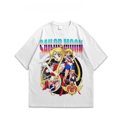 Japanse Animatie Oversized Sailor Moon Heren Katoenen T-shirt Zomer Nieuw Retro Heren- en Dames Streetwear