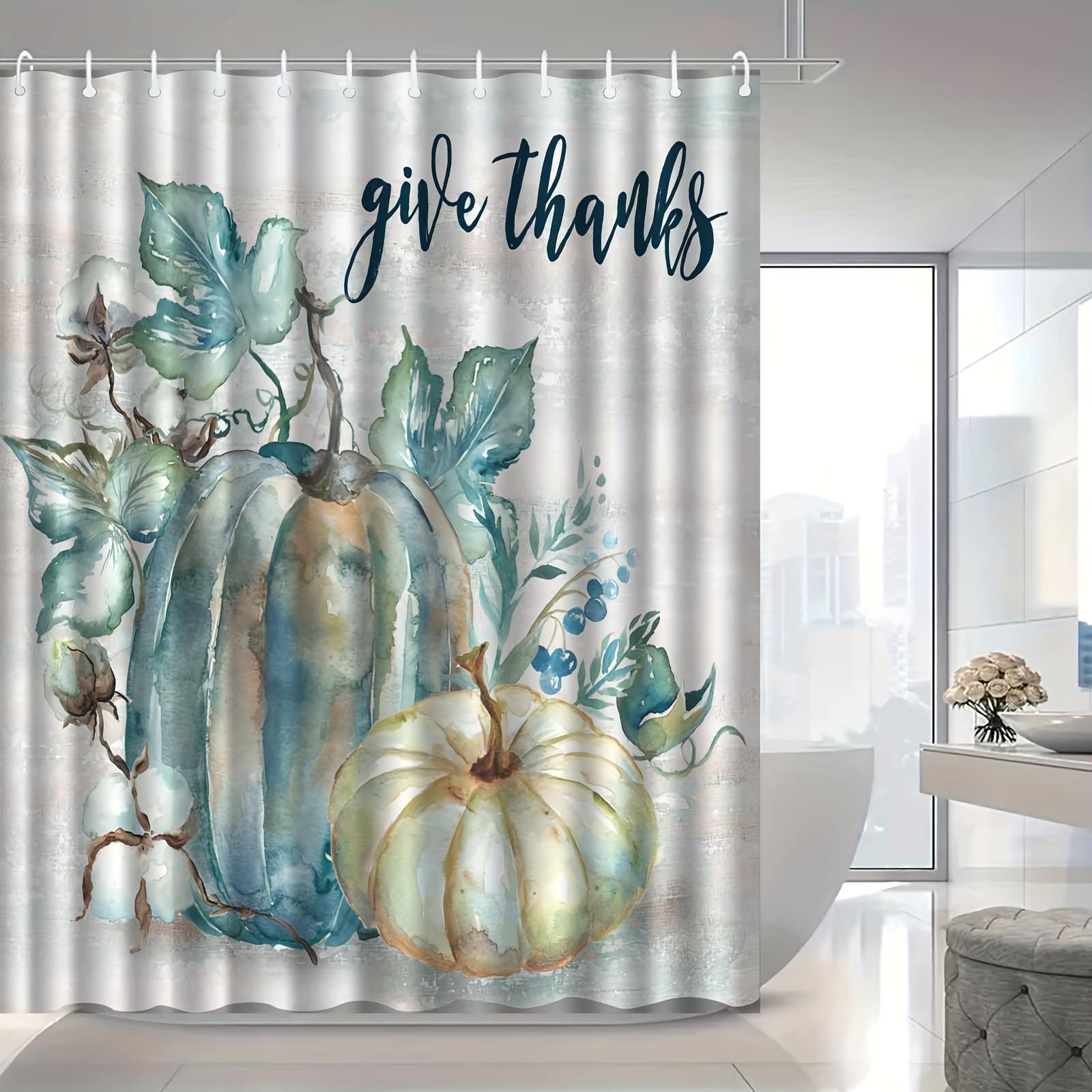 

Elegant Watercolor Pumpkin Shower Curtain, Anti-Fog, Autumn-Themed Design, Polyester Knit Fabric, Machine Washable W60H190(CM)-1 Pcs