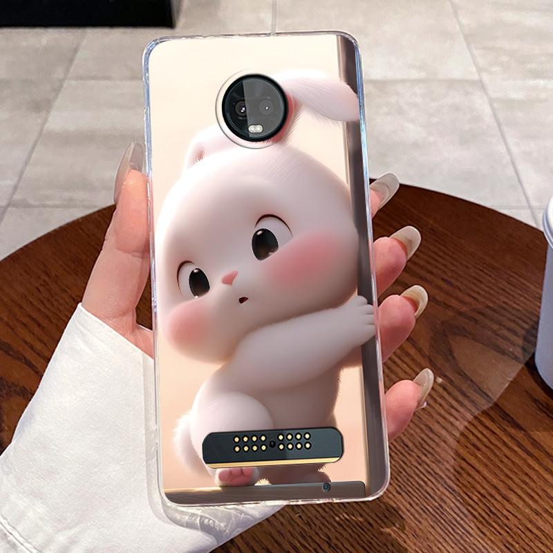 Jelly Casing For Motorola Moto Z3 Play Funda Coque Clear Silicone Soft TPU Back Cover Cute Cat Rabbit Heart Protective Case Capa