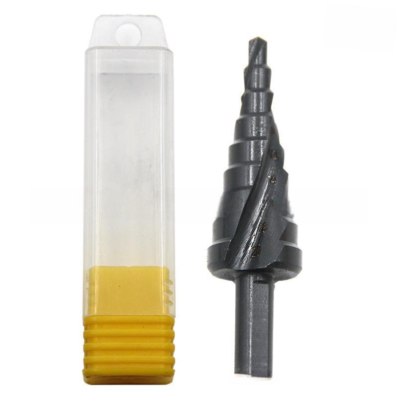 3-Piece Titanium-Coated Spiral Groove Step Drill Set with Triangular Handle