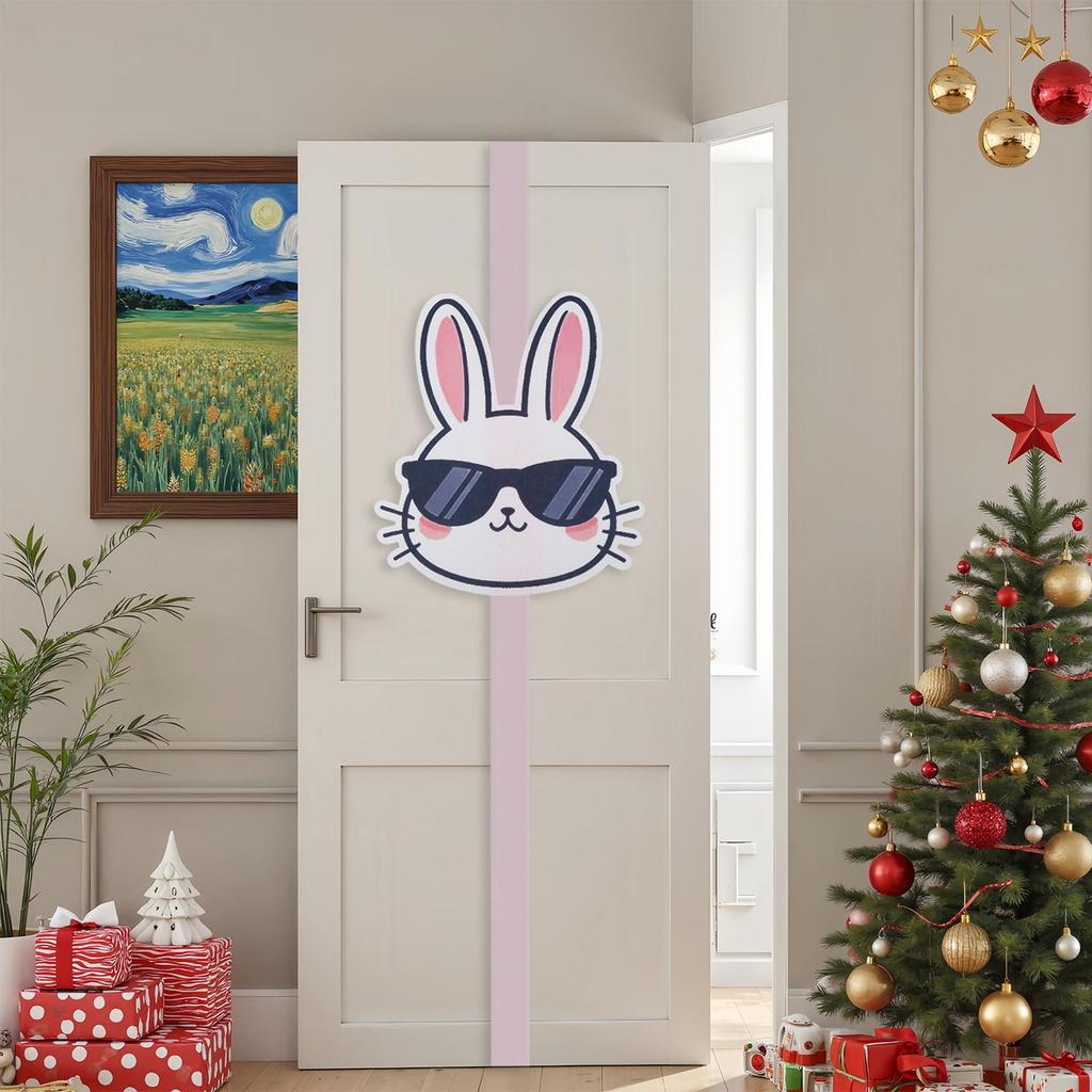 Door Bow Cute Bunny Head Spring Decoration Front Door Ribbon Bow Decoration For Home Party Kitchen Fireplace Dorm Cabinet School