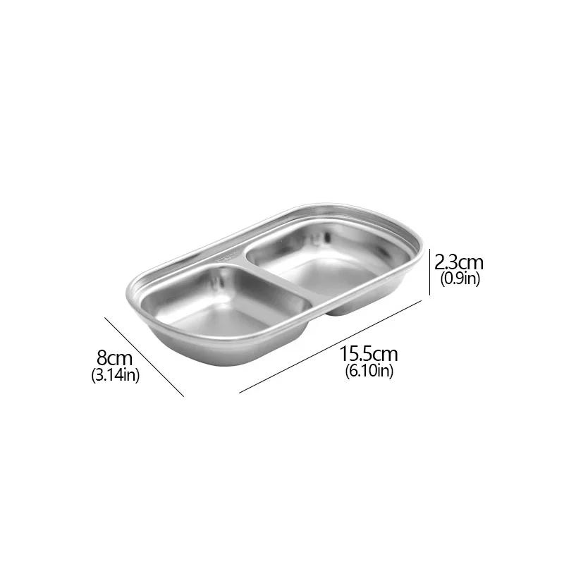 Stainless Steel 1-4 Grids Seasoning Plate Dipping Dish Sauce Dish Hot pot Barbecue Flavor Dish Kitchen Condiment Tray