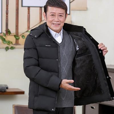 Casaco de inverno Casaco de algodão masculino de meia-idade e idosos, além de veludo, grosso, quente, casaco de algodão, casaco masculino de meia-idade