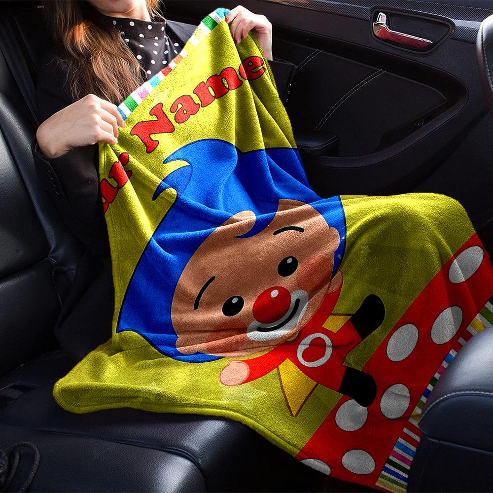 Coperta Stampata a Tema Plim Plim con Nome Personalizzabile - Perfetta per Divano, Letto, Viaggi e Uso Esterno | Lavabile in Lavatrice, Accogliente e Durevole.