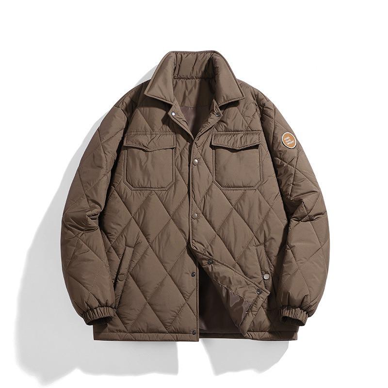 Padded-on Men's Winter Thin Casual Loose Padded Shirt Versatile Retro Rhombus Quilted Small Padded Jacket Top
