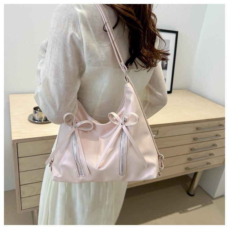 Korean Style Bowknot Faux Leather Tote Bag Versatile Women's Shoulder Handbag CLE