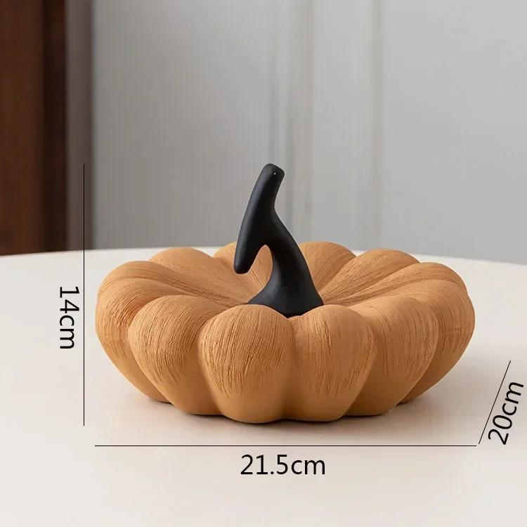 Creative Pumpkin Sculpture Ornaments Ceramic Crafts Desktop Fruit Statues Living Room Figurines Home Decoration Ornaments